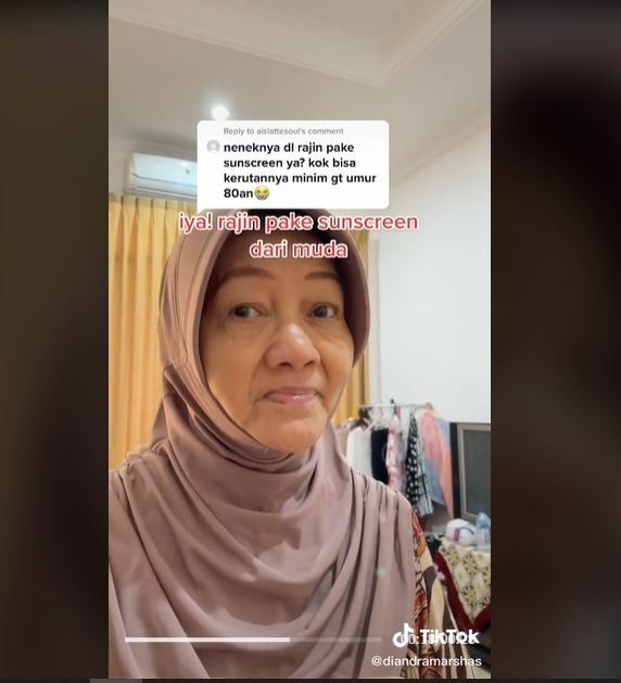 Viral Nenek 80 Tahun Dikira 50 Tahun, Ini Rahasianya (tiktok.com/@diandramarshas)