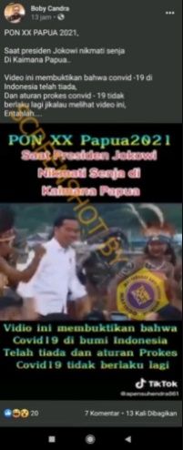 CEK FAKTA Video Jokowi Joget di Tengah Kerumunan Tak Patuh Prokes di Papua. (Turnbackhoax.id)