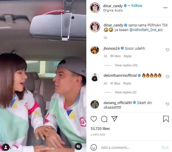 Potret kedekatan Dinar Candy dan Ridho Ilahi. (Instagram/dinar_candy)