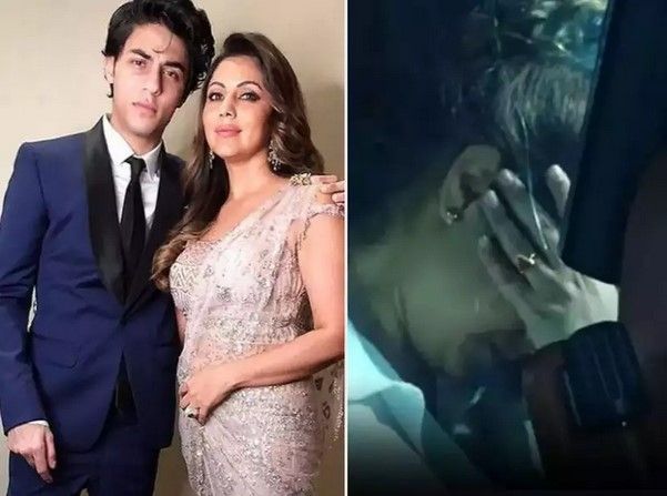 Aryan Khan bersama ibunya, Gauri Khan. Sementara di foto sebelah kanan terlihat Gauri Khan menangis usai pengadilan menolak permohonan jaminan untuk putranya. [Times of India]