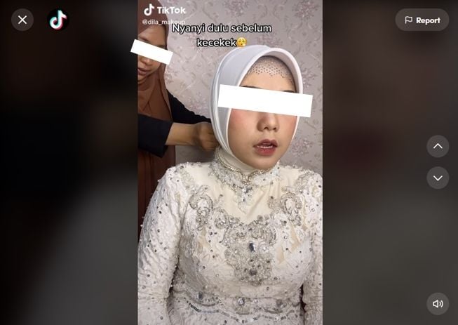 MUA lakukan hal tak terduga saat merias, pengantin sampai batuk-batuk. (TikTok/@dila_makeup)