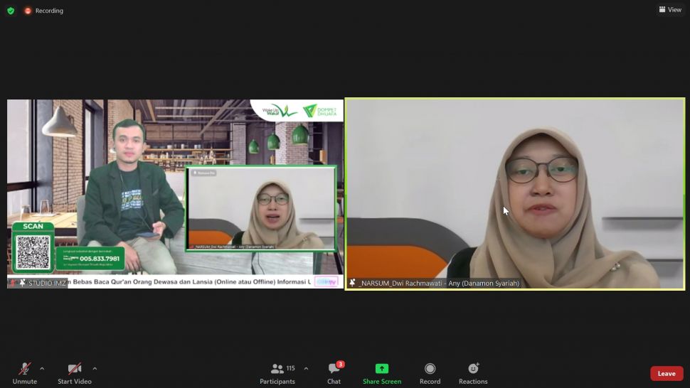 Syariah Product Funding Head Unit Bank Danamon, Dwi Rachmawati dalam acara webinar Saatnya Anak Muda Jadi Pelopor Kebaikan, Selasa (12/10/2021). (Screen capture)