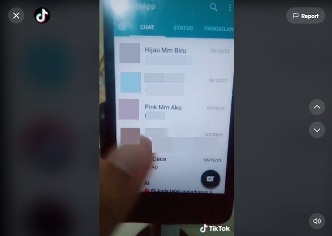 Viral wanita heran lihat nama kontak di WhatsApp adik. (TikTok/@buatseruu)