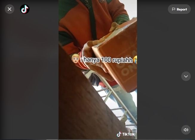 Viral wanita belanja online cuma habis Rp100. (TikTok/@nbl74)