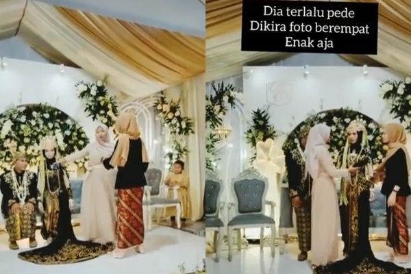 Viral Dua Cewek Serobot Pengantin Pria Bikin Mempelai Wanita Terusir. (TikTok)