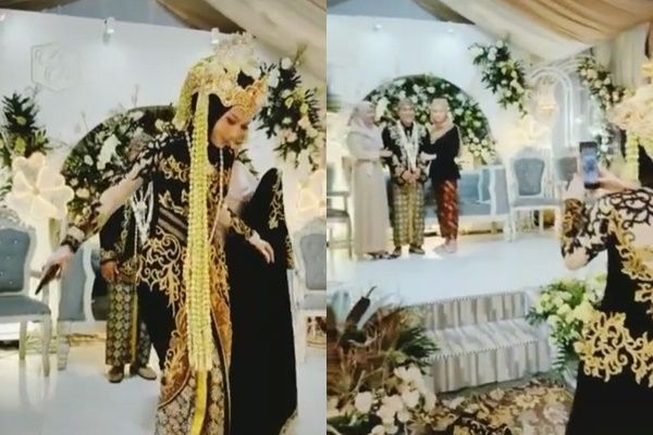 Viral Dua Cewek Serobot Pengantin Pria Bikin Mempelai Wanita Terusir. (TikTok)