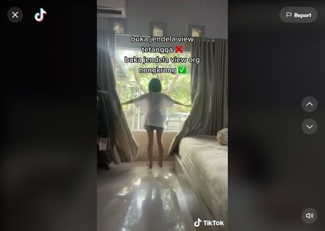 Viral pemandangan di luar jendela kamar wanita ini tak biasa. (TikTok/@kessbid)