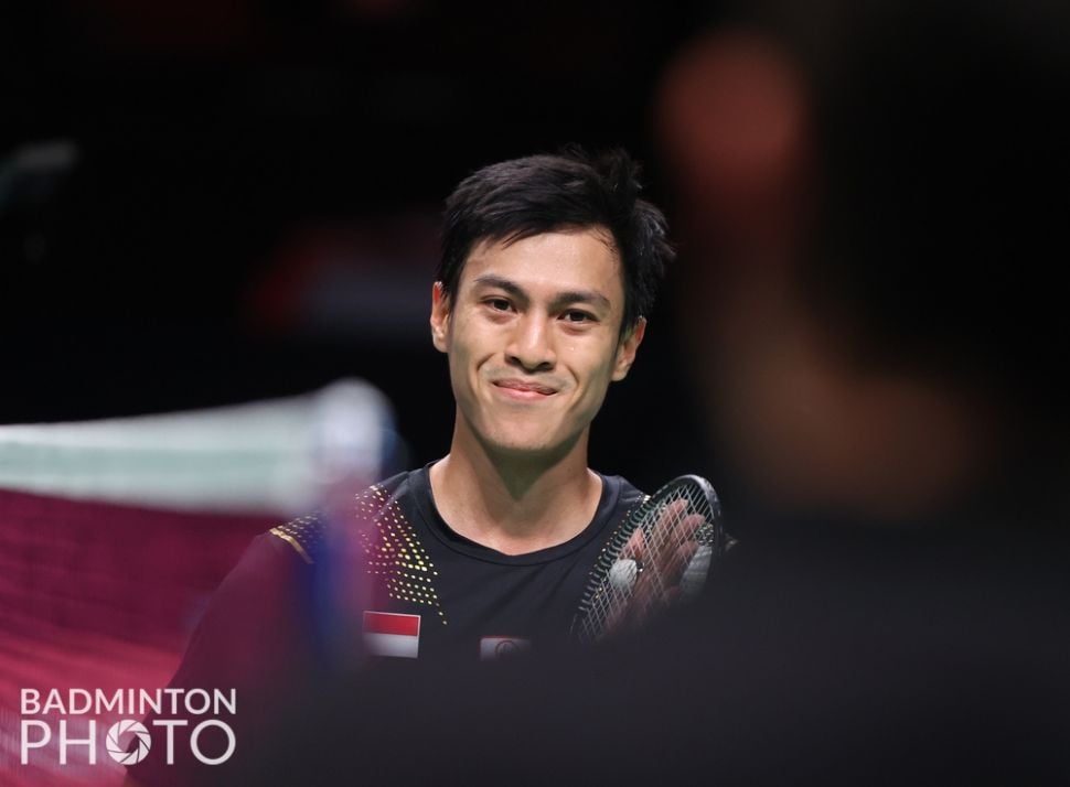 Tunggal putra Indonesia Shesar Hiren Rhustavito saat tampil di Piala Thomas-Uber 2020 di Ceres Arena, Aarhus, Denmark. [BWF/Badminton Photo/Raphael Sachetat]