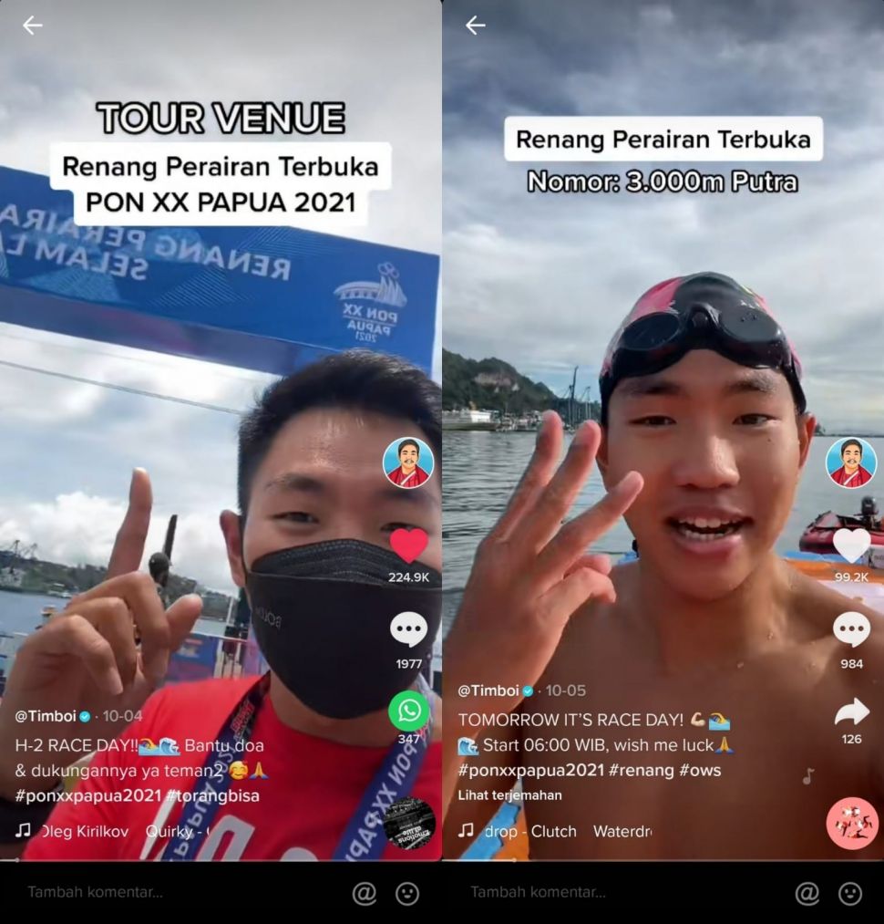 Atlet renang Timotius Mulyadi. [TikTok Indonesia]