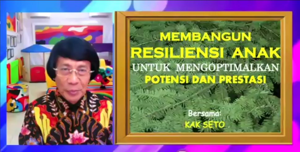 Psikolog anak Seto Mulyadi,(Kak Seto) dalam Webinar Parenting SD Budi Mulia Dua Pandeansari, Sabtu (16/10/2021).