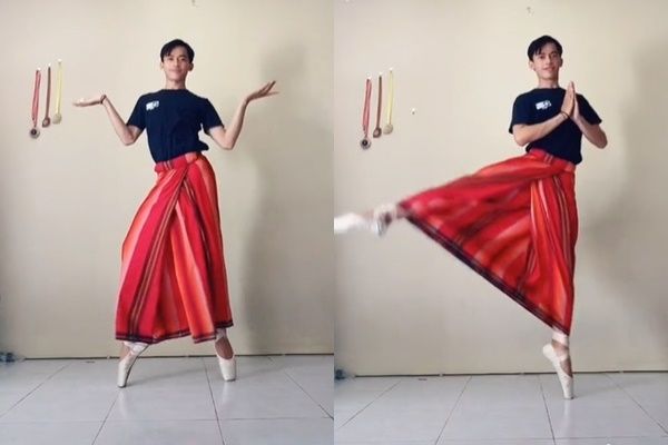 Viral Video Cowok Menari Balet Pakai Sarung. (TikTok)