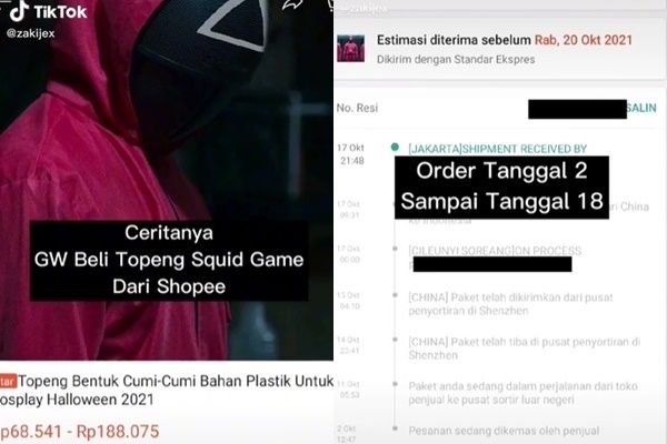 Viral Cowok Nangis Saat Buka Pesanan Topeng Squid Game. (TikTok)