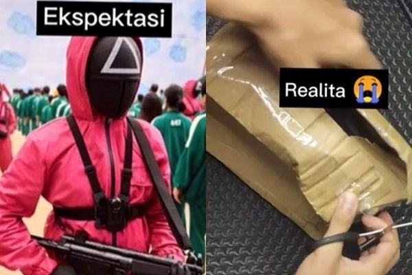 Viral Cowok Nangis Saat Buka Pesanan Topeng Squid Game. (TikTok)