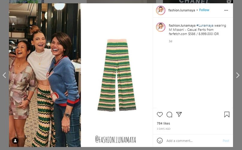 Harga celana Luna Maya. (Instagram/@fashion.lunamaya)