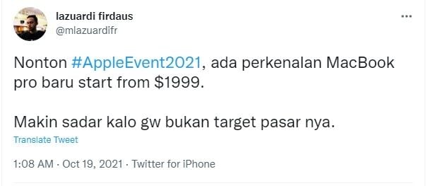 Cuitan warganet AppleEvent. [Twitter]