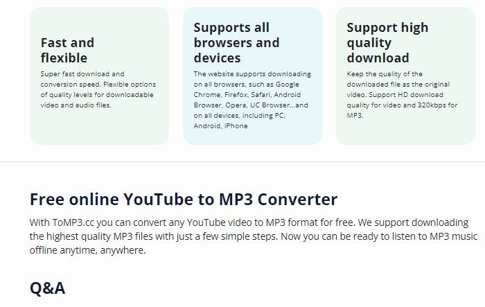 Download Youtube MP3 dengan menggunakan ToMP3.cc