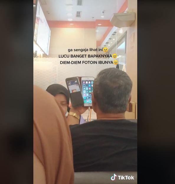 Viral Aksi Suami Diam-diam Memotret Istri saat Makan Berdua (tiktok.com/emoon.oo)