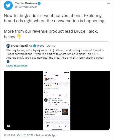 Fitur baru Twitter, iklan di kolom percakapan. [Twitter]