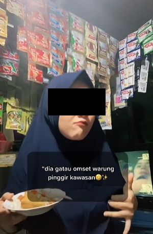 Wanita ungkap pendapatan sehari meskipun jualan di warung. (Tiktok)