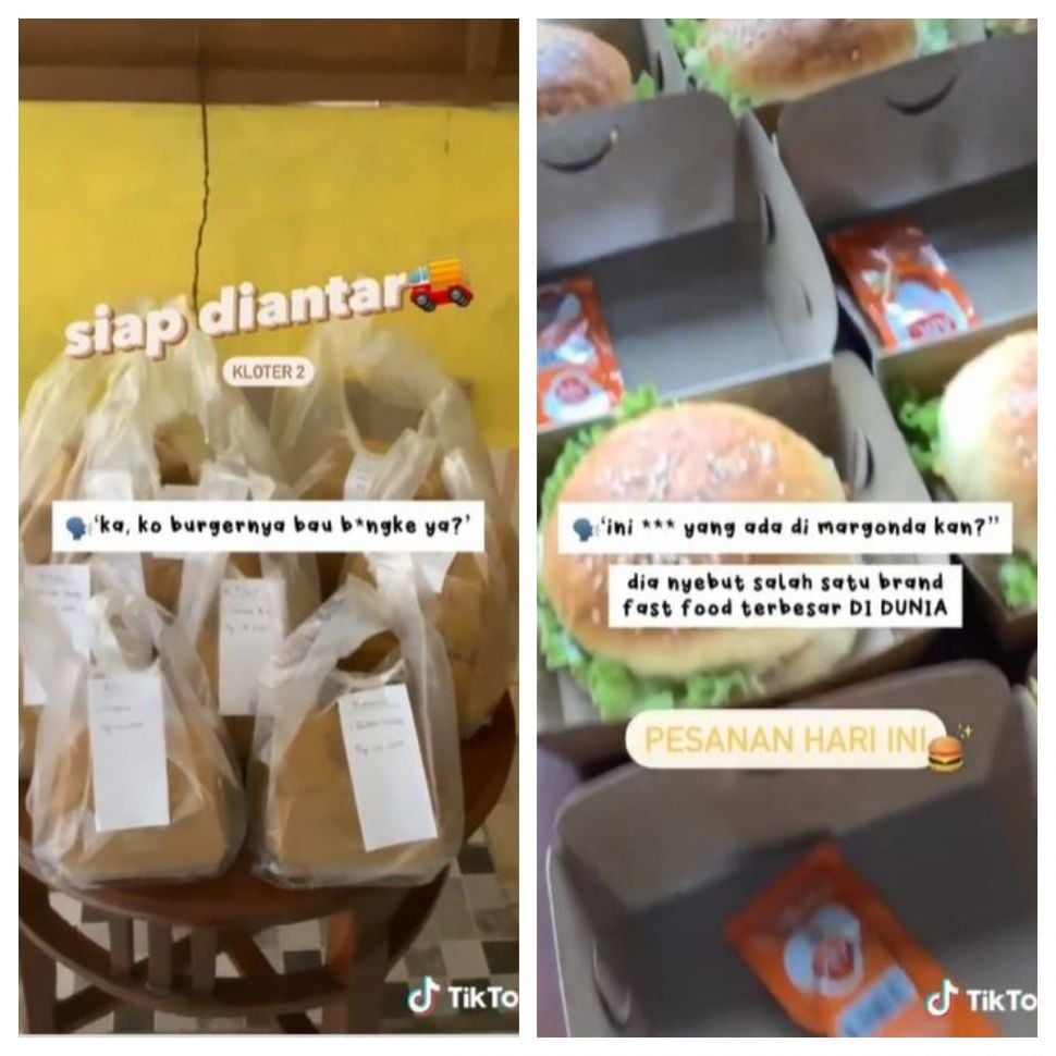 Pengalaman terkonyol pedagang burger (TikTok @naylrahmaa)