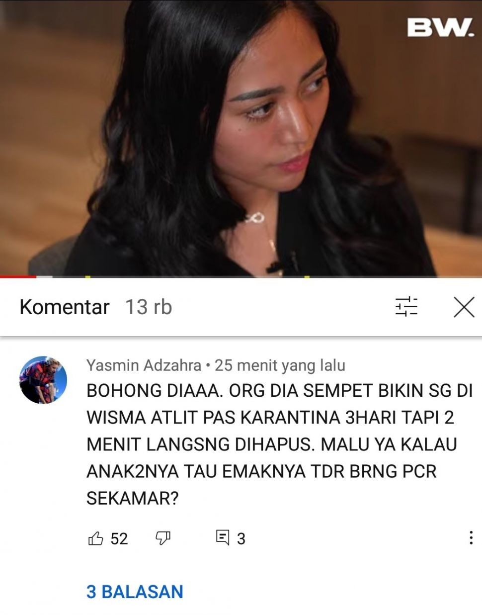 Seorang warganet curiga kalau Rachel Vennya berbohong soal pengakuannya sama sekali tak menginap di Wisma Atlet. [Twitter]