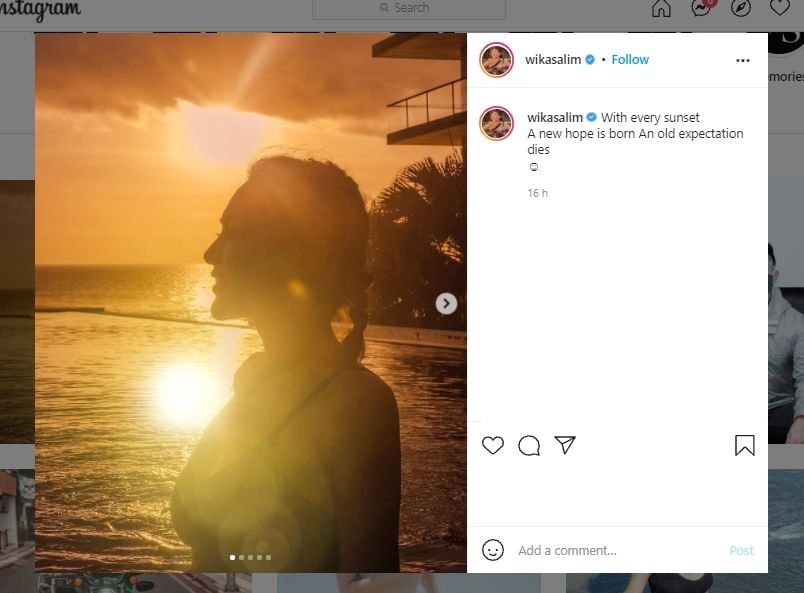 Wika Salim Unggah Foto Siluet di Tepi Pantai, Publik: Kirain Anya Geraldine. (Instagram/@wikasalim)