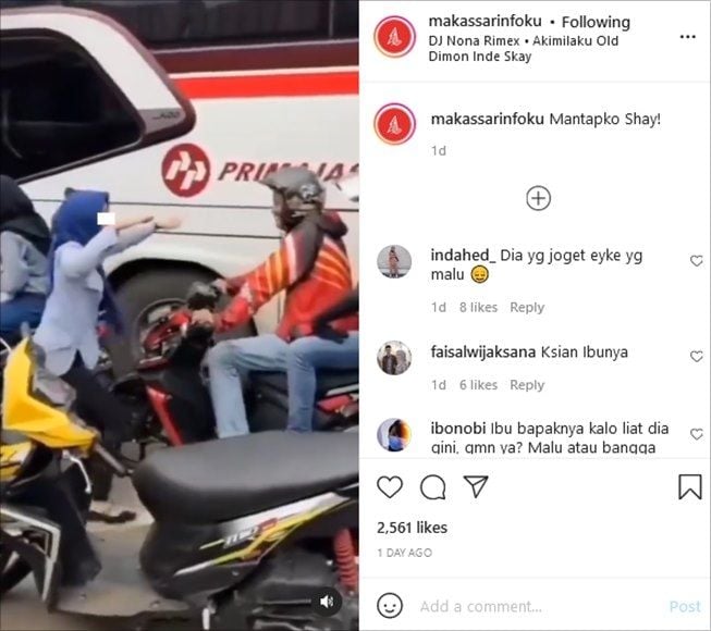 Viral aksi wanita nekat lakukan ini saat jalanan macet. (Instagram/@makassarinfoku)