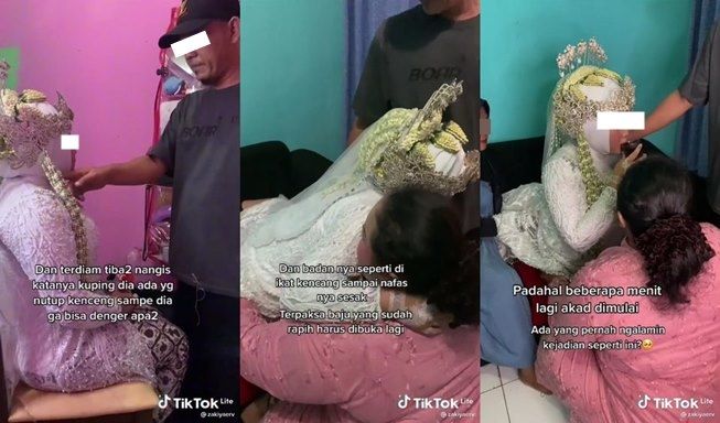 Viral Detik-Detik Pengantin Ketempelan Makhluk Halus. (TikTok/@zakiyaerv)