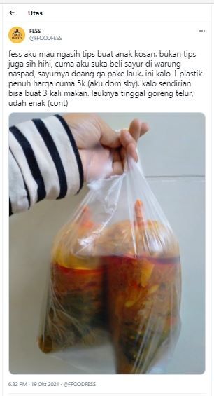 Tips makan hemat ala anak kos (Twitter @FFOODFESS)