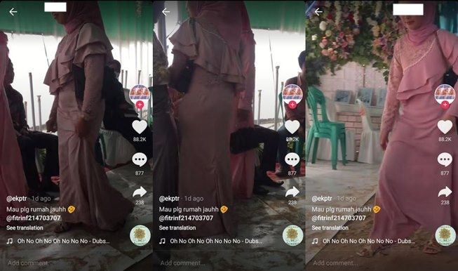 Viral wanita panik lihat tamu yang datang saat kondangan. (TikTok/@ekptrrr)