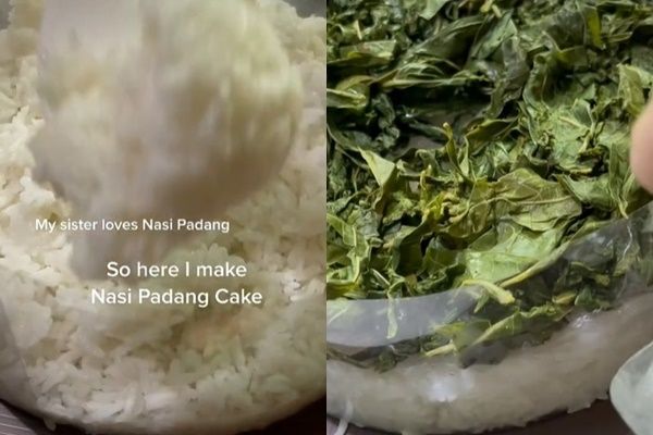 Viral Adik Bikin Kue Ultah Dari Nasi Padang Untuk Kakak. (TikTok)