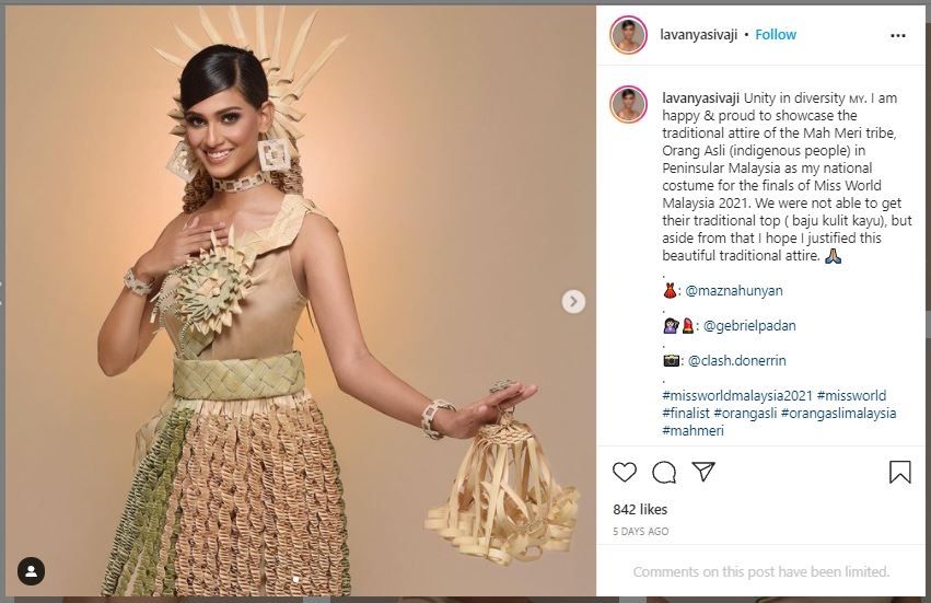 Miss World Malaysia 2021 Lavanya Sivaji (instagram.com/lavanyasivaji)