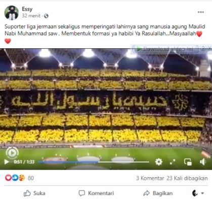 CEK FAKTA Suporter Sepak Bola Liga Jerman Bentuk Mosaik Rasulullah di Tribun. (Turnbackhoax.id)