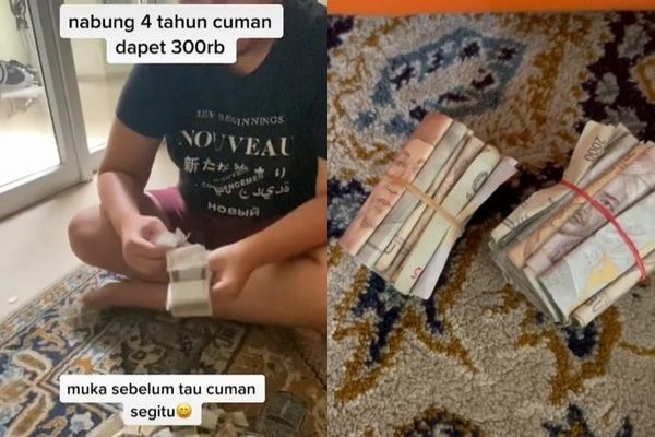 Viral Cowok Hitung Uang Hasil Nabung 4 Tahun. (TikTok)