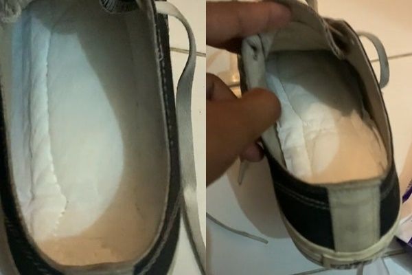 Viral Cowok Pamer Pasang Pembalut di Sepatu. (TikTok)