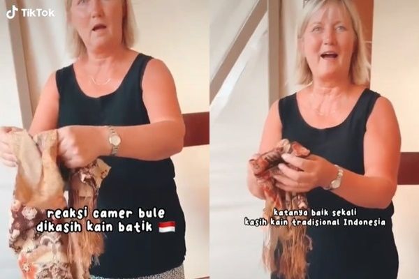 Viral Cewek Beri Calon Mertua Bule Kain Batik. (TikTok)