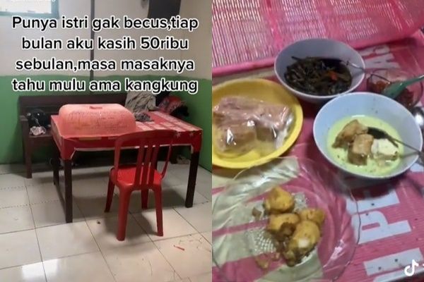 Viral Suami Ngamuk Istri Masak Kangkung Tiap Hari. (TikTok)