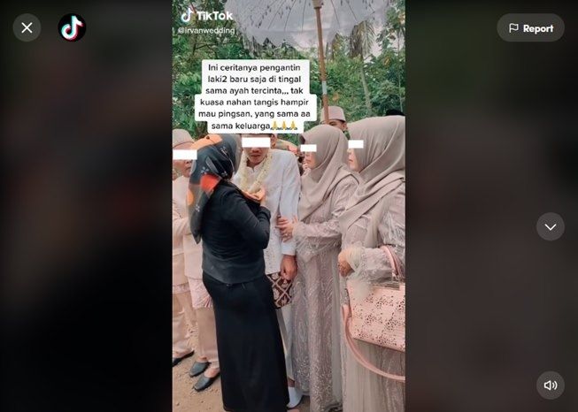 Viral video pengantin pria menahan tangis sampai hampir pingsan. (TikTok/@irvanwedding)