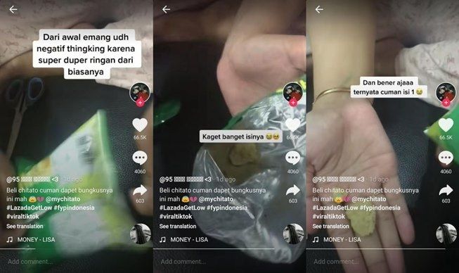 Viral wanita dapat bingkisan snack, isinya bikin miris. (TikTok/@seppigoo)