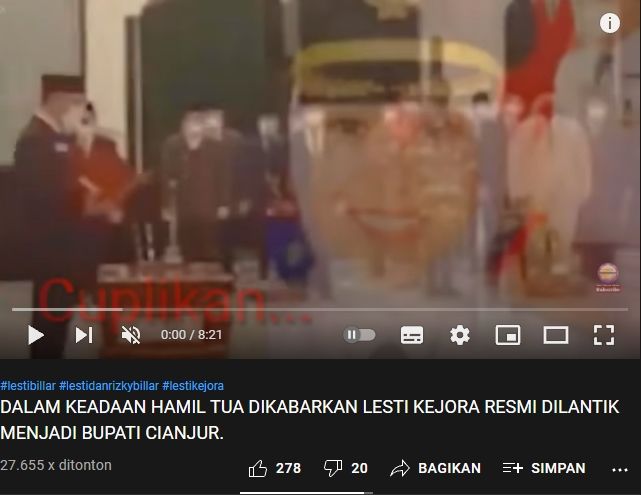 Fakta soal Lesti Kejora dilantik jadi Bupati Cianjur. (Youtube)