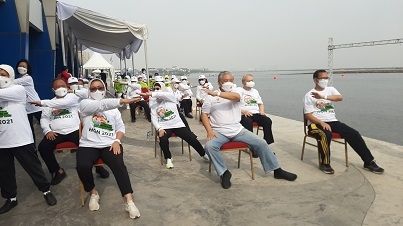 Gerakan Indonesia Melawan Osteoporosis  di Ancol, Sabtu (23/10/2021). (Suara.com/Dini Afrianti Efendi)