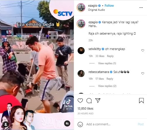 Eza Gionino bantu kru dibalik layar (instagram.com)