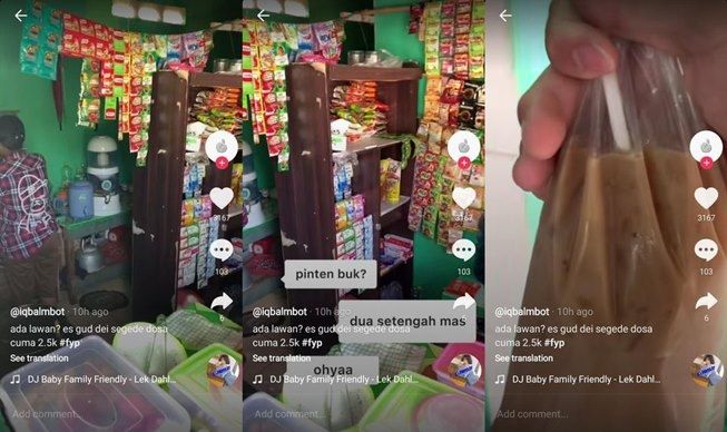 Viral pria beli es kopi harga Rp2.500 di warung, porsinya segede dosa. (TikTok/@bowtyy)