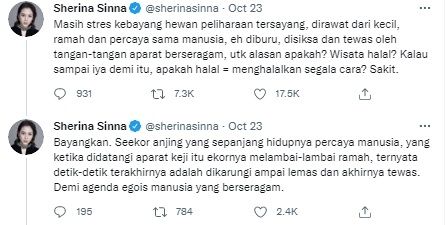 Unggahan Sherina Munaf [Twitter/@sherinasinna]