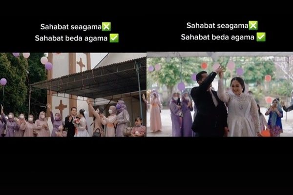 Viral Pengantin Didampingi 7 Bridesmaid Beda Agama. (TikTok)