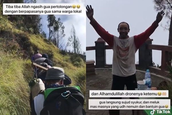 Viral Cowok Panik Drone Rp 70 Juta Jatuh ke Tebing. (TikTok)