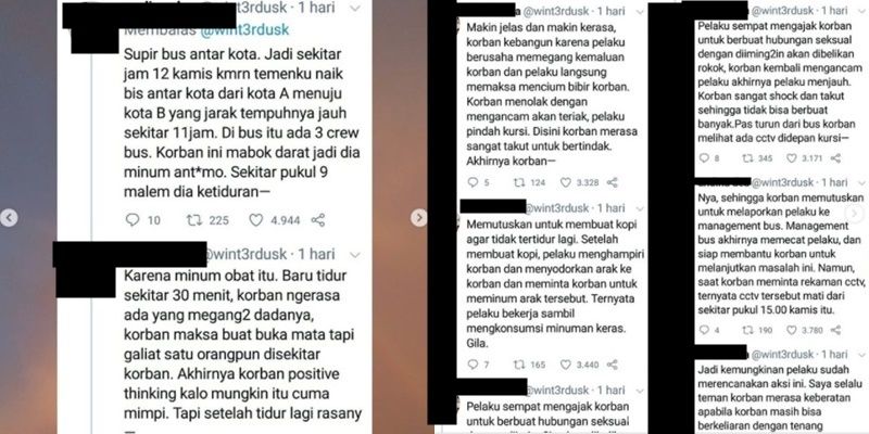 Viral Pelecehan Seksual Oleh Kru Bus Antar Kota. (Twitter)