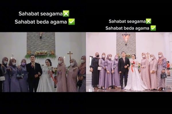 Viral Pengantin Didampingi 7 Bridesmaid Beda Agama. (TikTok)