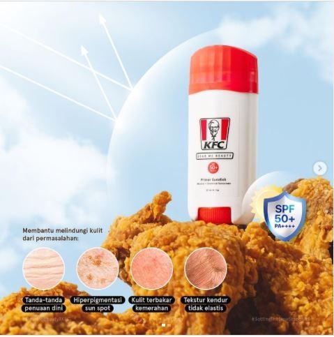 Tabir surya Dear Me Beauty dan KFC Indonesia (Instagram @dearmebeauty)