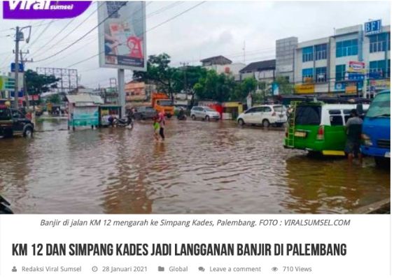 Pemberitaan banjir di Simpang Kades 